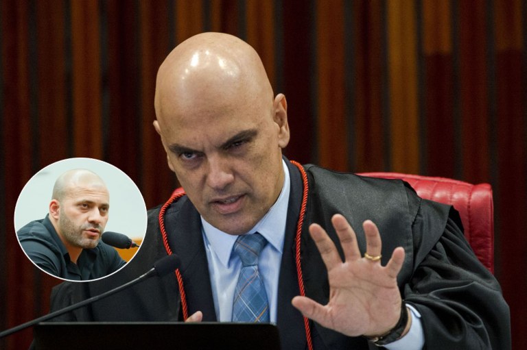 Deputado Daniel Silveira e o ministro Alexandre de Moraes