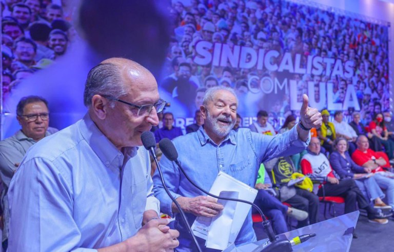 Ex-presidente Luiz Inácio Lula da Silva durante evento com Geraldo Alckmin e sindicalistas