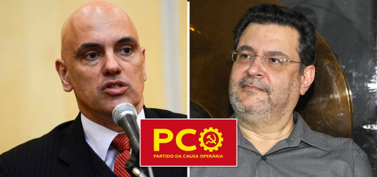 Ministro Alexandre de Moraes e o presidente nacional do PCO, Rui Costa Pimenta (à dir.)