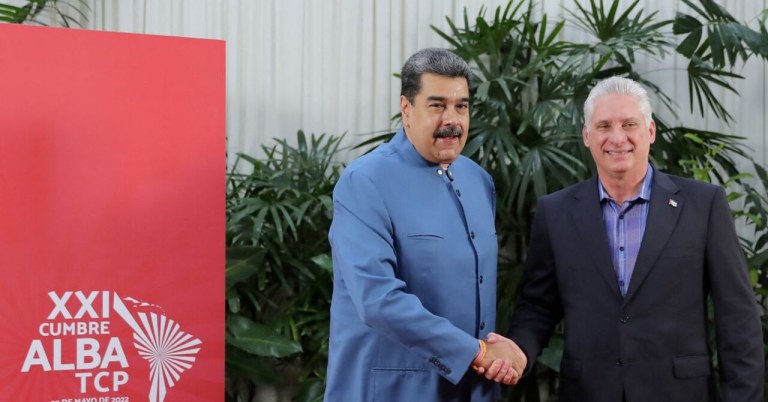 Presidentes da Venezuela, Nicolás Maduro, e de Cuba, Miguel Díaz-Canel