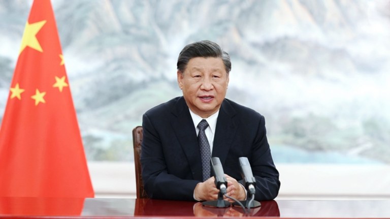 (220622) -- BEIJING, June 22, 2022 (Xinhua) -- Chinese President Xi Jinping delivers a keynote speech in virtual format at the opening ceremony of the BRICS Business Forum, June 22, 2022. (Xinhua/Ju Peng)