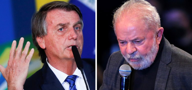 Jair Bolsonaro e o ex-presidente Luiz Inácio Lula da Silva