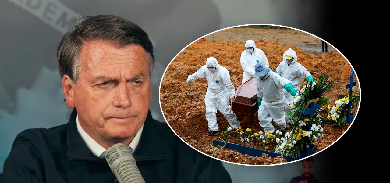 Bolsonaro e enterro durante a pandemia da COVID-19
