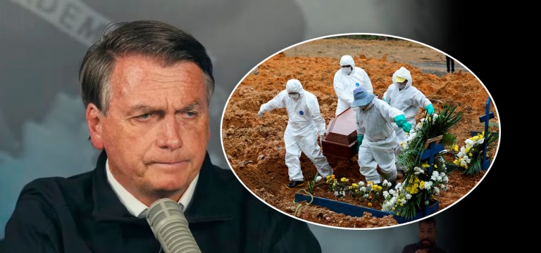 Bolsonaro e enterro durante a pandemia da COVID-19