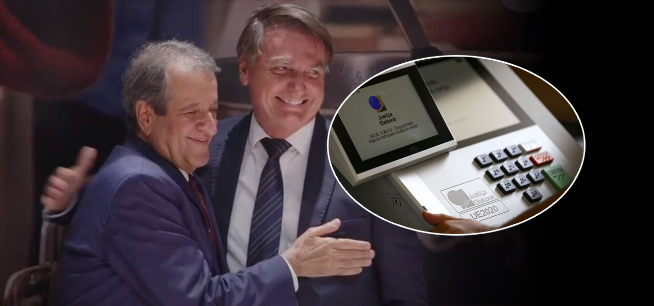 Valdemar Costa Neto com Bolsonaro e urna eletrônica