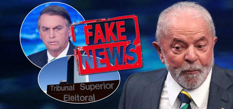 Jair Bolsonaro (círculo, à esq.), TSE e Luiz Inácio Lula da Silva