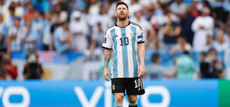 Lionel Messi durante partida da Argentina contra a Arábia Saudita pela Copa do Mundo do Catar22/11/2022