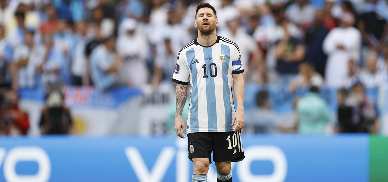Lionel Messi durante partida da Argentina contra a Arábia Saudita pela Copa do Mundo do Catar22/11/2022