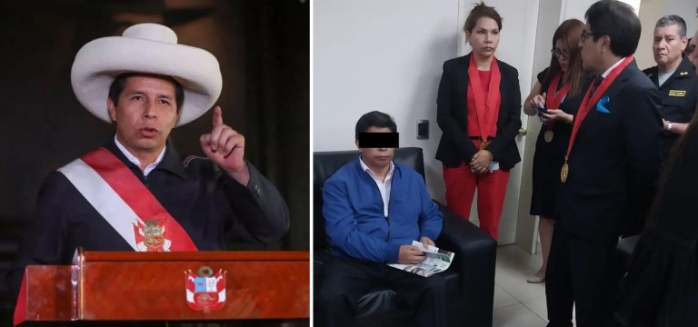 Pedro Castillo preso após ser destituído da Presidência do Peru