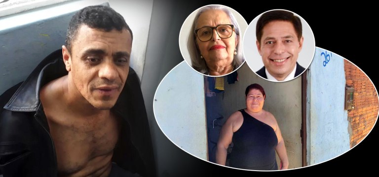Adélio, a irmã Maria das Graças e os advogados Edna e Alfredo: primeira visita