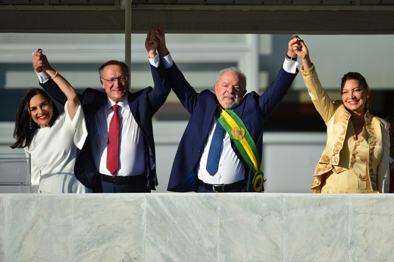 O presidente Luiz Inácio Lula da Silva durante cerimônia de posse, no Palácio do Planalto.