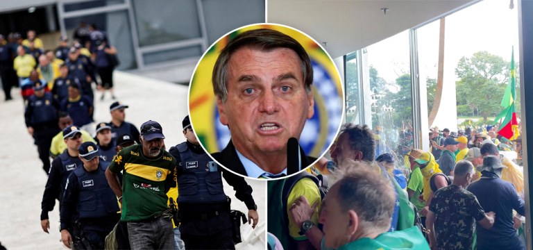 Bolsonaro e terroristas invadindo o Congresso Nacional