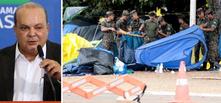 Ibaneis Rocha e um ato em frente ao Quartel-General do Exército, em Brasília
