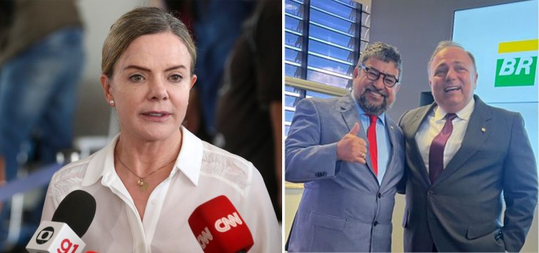 Da esq. para a dir.: Gleisi Hoffmann, Washington Quaquá e Eduardo Pazuello