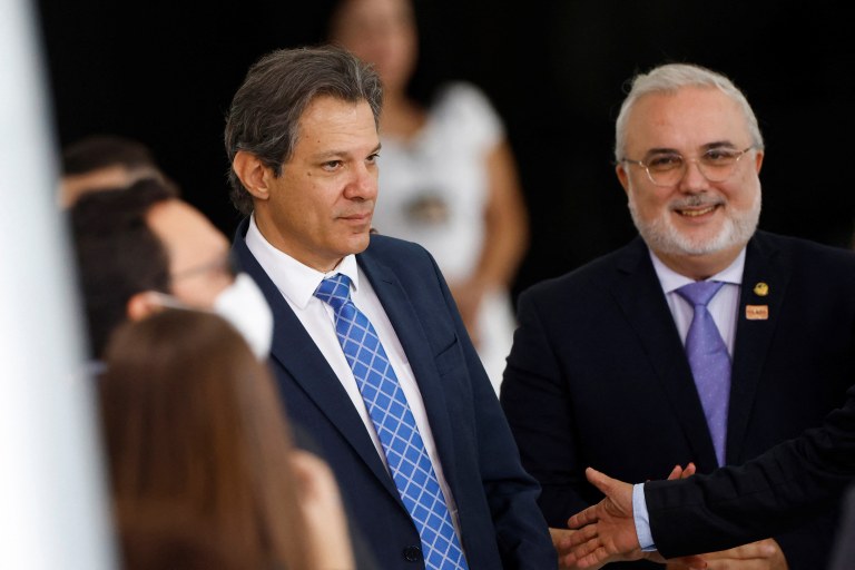 Ministro da Fazenda, Fernando Haddad, e o presidente da Petrobras, Jean Paul Prates 13/02/2023