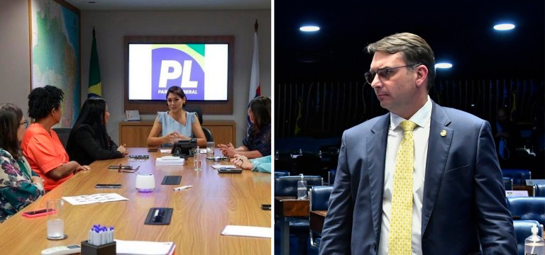 Michelle Bolsonaro e Flávio Bolsonaro