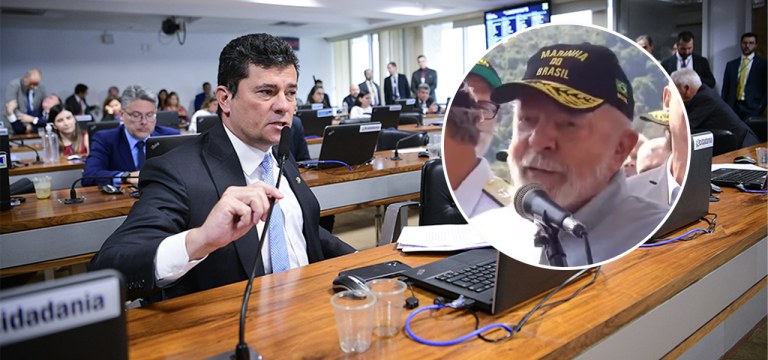 Ex-juiz suspeito e senador Sérgio Moro e presidente Luiz Inácio Lula da Silva