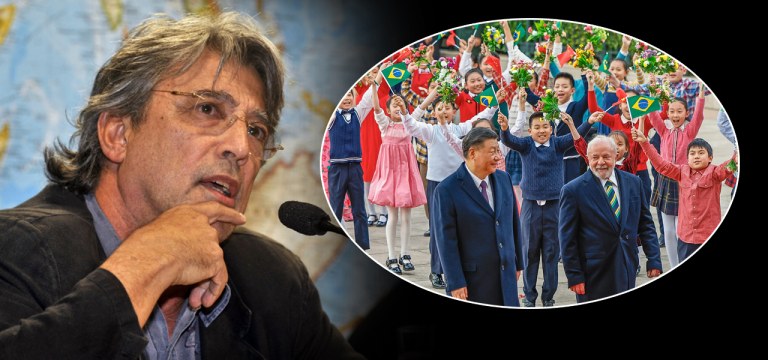 Montagem: Ivan Lins e presidentes Xi Jinping e Lula em Pequim