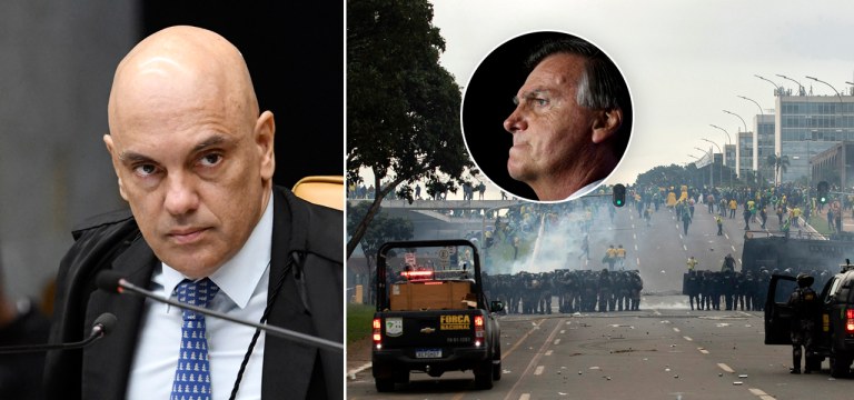 Alexandre de Moraes, invasores em Brasília em 8 de janeiro e Bolsonaro