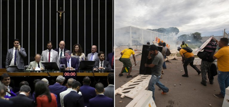 Plenário da Câmara dos Deputados e ato terrorista em 8 de janeiro