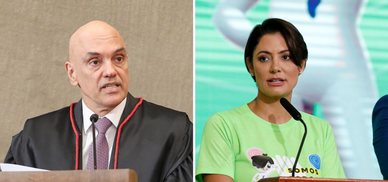 Alexandre de Moraes e Michelle Bolsonaro