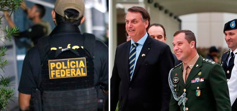Polícia Federal e Bolsonaro com Mauro Cid