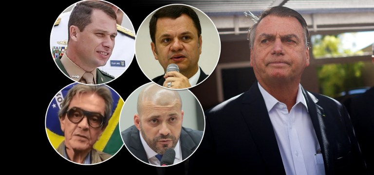 Mauro Cid, Anderson Torres, Jair Bolsonaro, Roberto Jefferson e Daniel Silveira