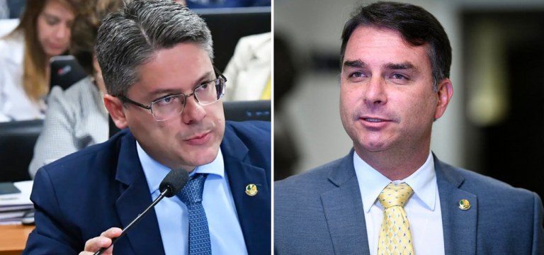 Alessandro Vieira, do PSDB-SE (à esq.) e Flávio Bolsonaro (PL-RJ)