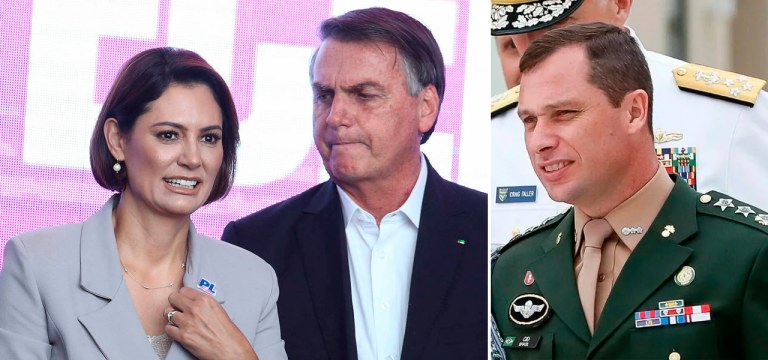 Michelle, Jair Bolsonaro e Mauro Cid