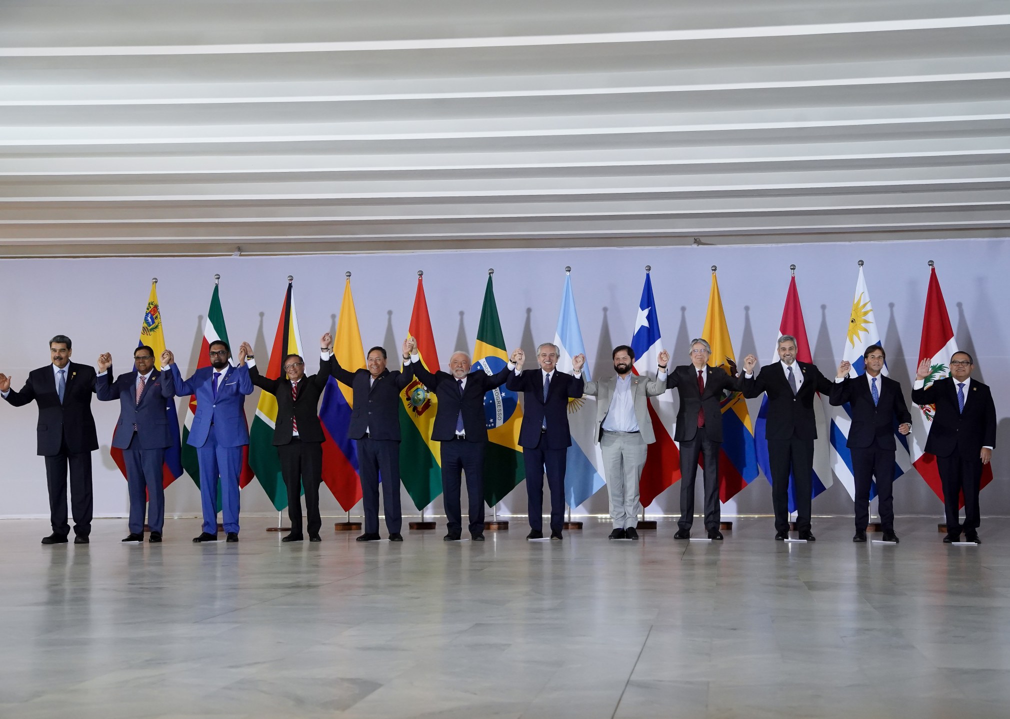 Fotografia oficial dos presidentes dos países da América do Sul no palácio do Itamaraty