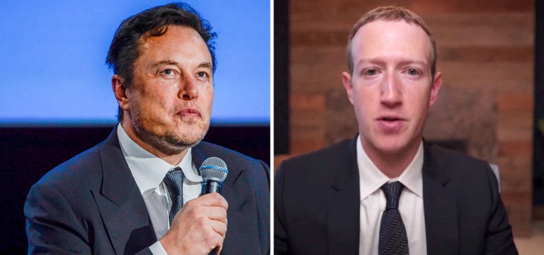 Elon Musk (à esq.) e Mark Zuckerberg