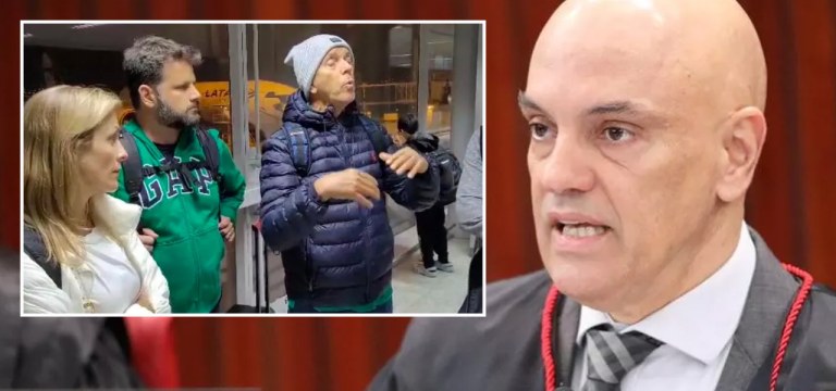 Alexandre de Moraes e seus agressores (Andreia Mantovani, AAlex Zanatta e Roberto Mantovani)