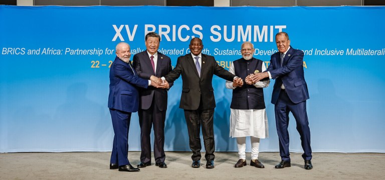Lula, Xi jinping, Cyril Ramaphosa, Narendra Modi e Sergey Lavrov