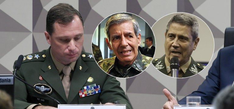 Mauro Cid, Augusto Heleno e Walter Braga Netto