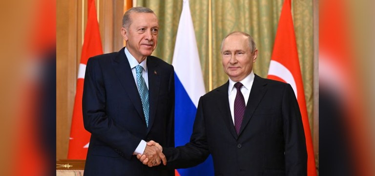 Presidentes da Turquia, Recep Tayyip Erdogan, e da Rússia, Vladimir Putin
