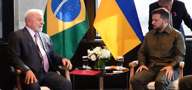 Presidente Luiz Inácio Lula da Silva se reúne com o presidente da Ucrânia, Volodymyr Zelensky