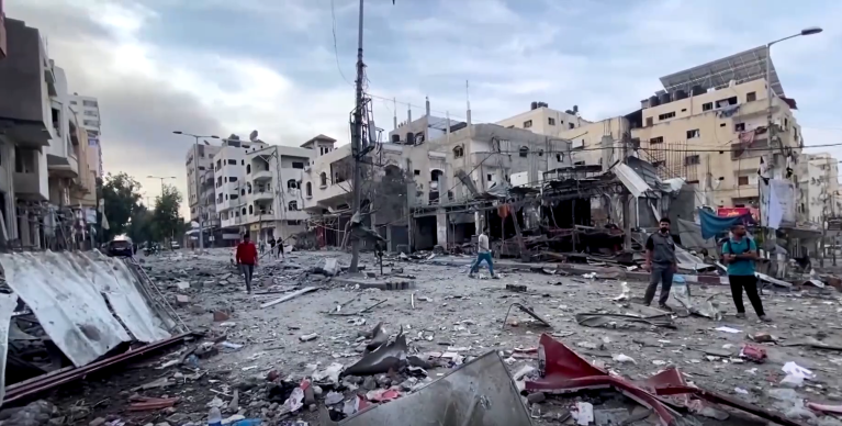 Faixa de Gaza após bombardeios de Israel