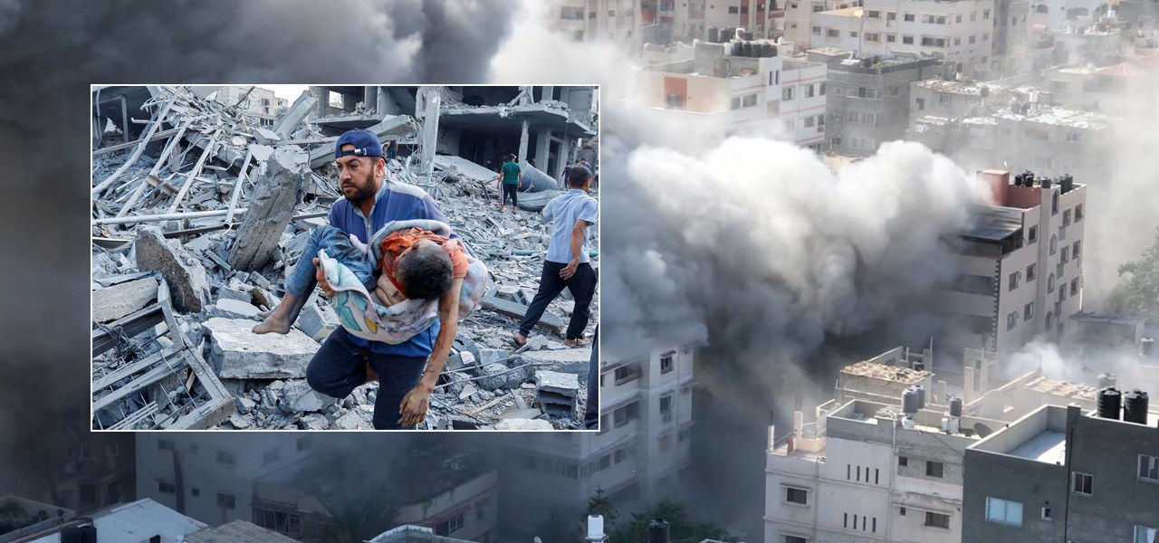 Israel bombardeou a Faixa de Gaza com ataques aéreos que mataram mais de 2.800 palestinianos, um quarto dos quais crianças