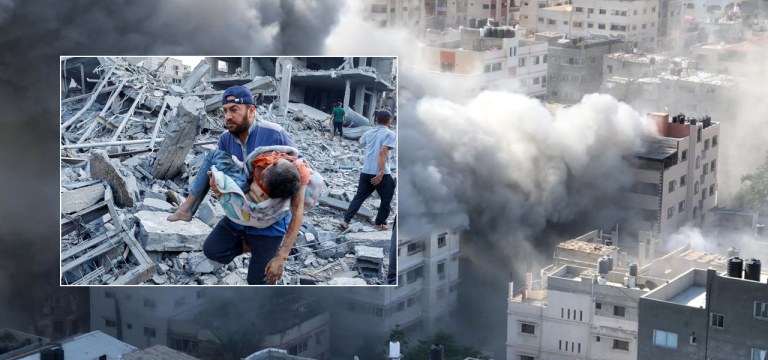 Israel bombardeou a Faixa de Gaza com ataques aéreos que mataram mais de 2.800 palestinianos, um quarto dos quais crianças