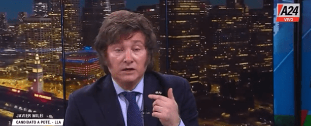 Javier Milei em entrevista ao canal A24