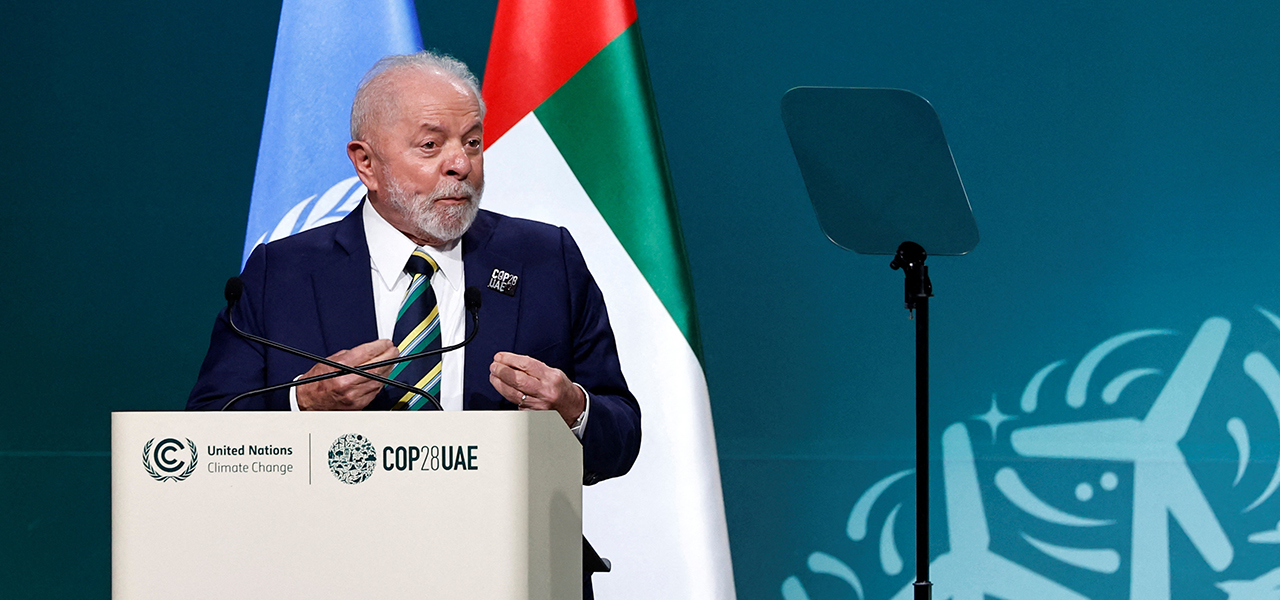 Presidente Luiz Inácio Lula da Silva discursa durante conferência climática da ONU COP28, em Dubai
01/12/2023