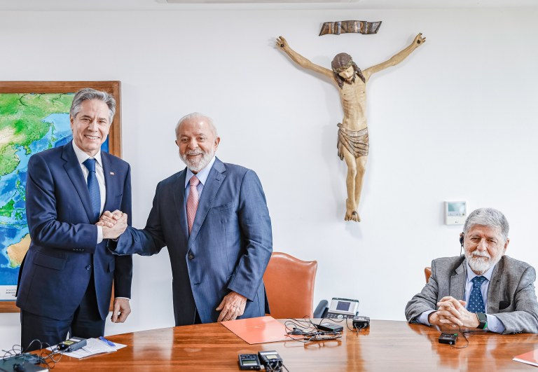 Lula, Anthony Blinken e Celso Amorim