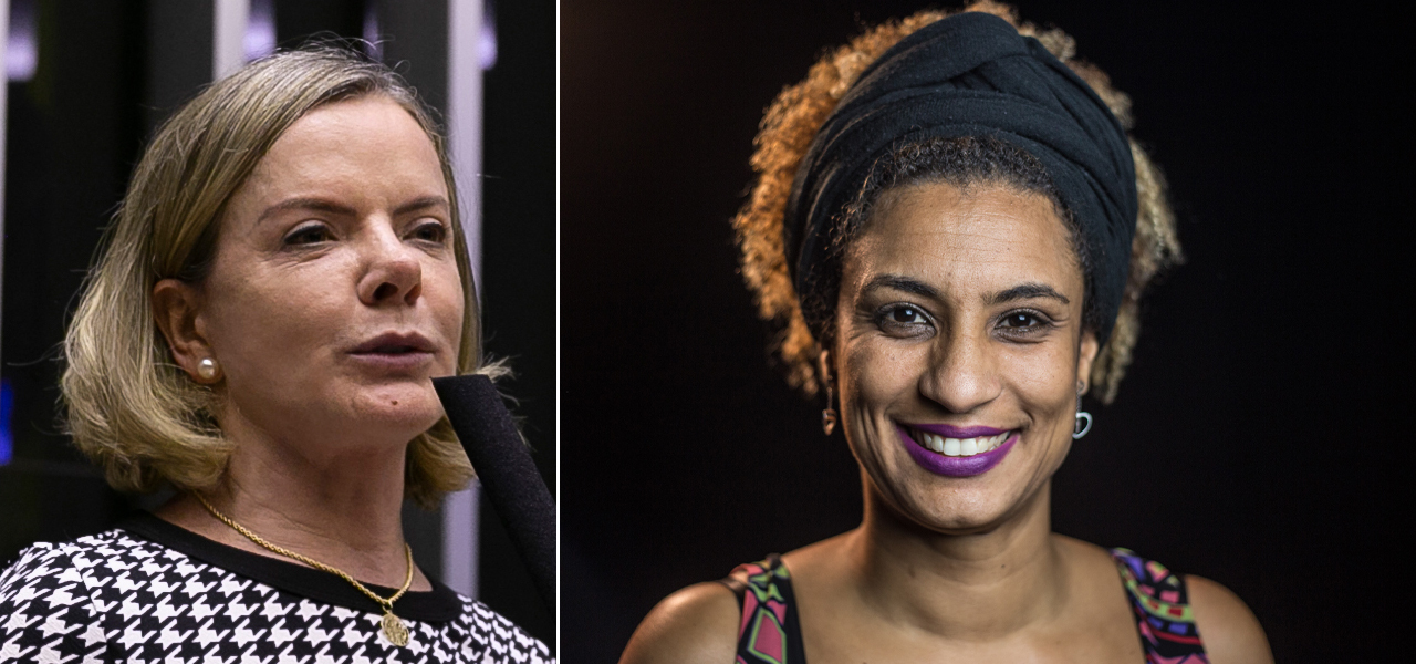 Gleisi Hoffmann e Marielle Franco