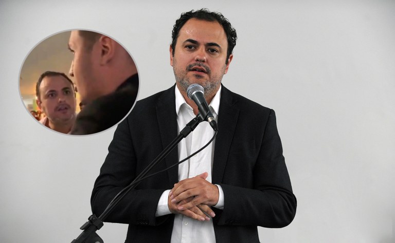 Glauber Braga e um militante do MBL partindo para cima do parlamentar