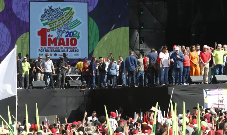 Presidente Lula no ato do Dia do Trabalhador em São Paulo