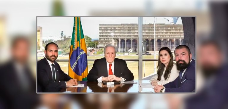 Eduardo Bolsonaro (à esq.), Ricardo Lewandowski e Caroline De Toni