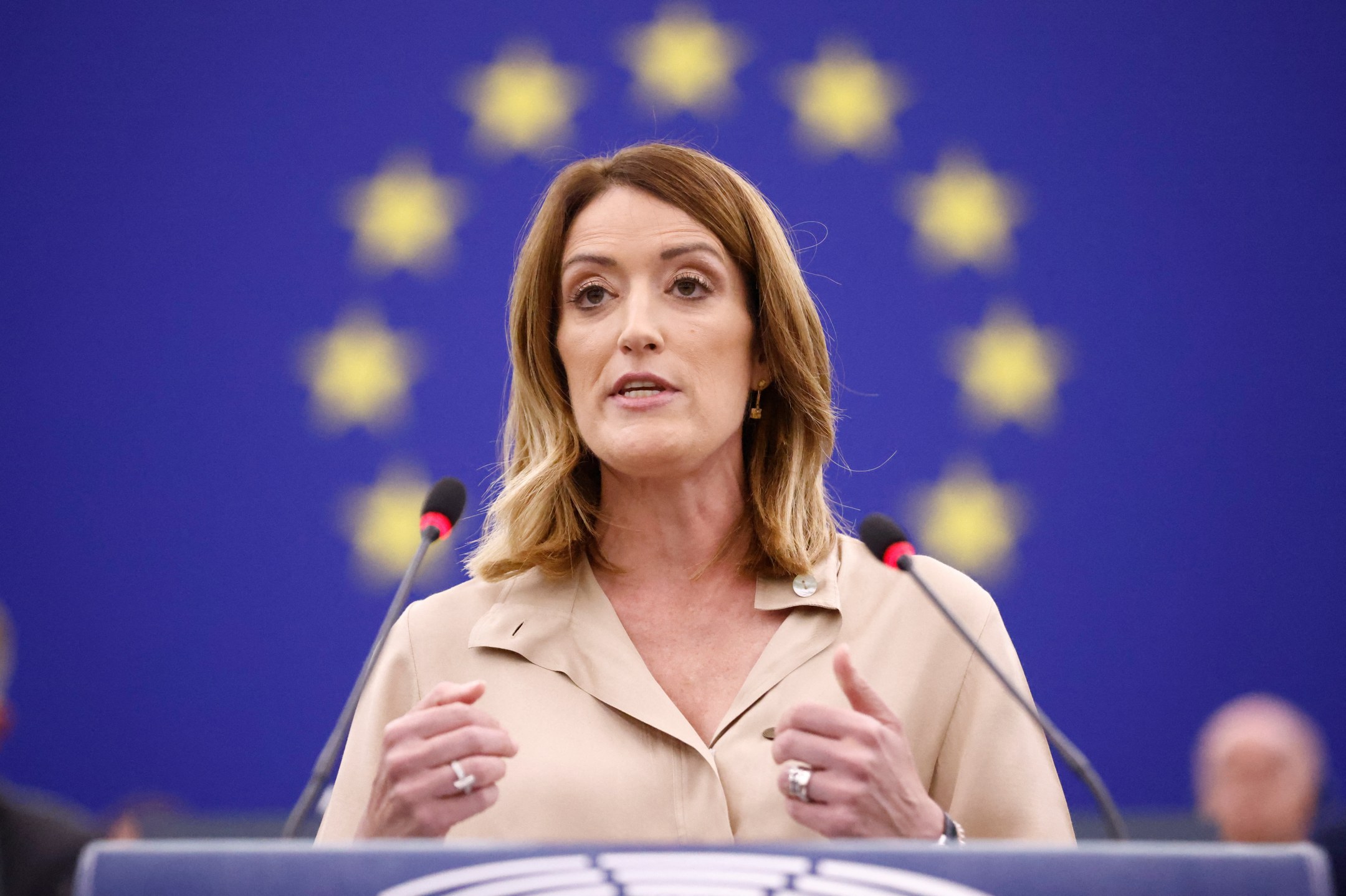 Roberta Metsola em Estrasburgo
16/7/2024 REUTERS/Johanna Geron
