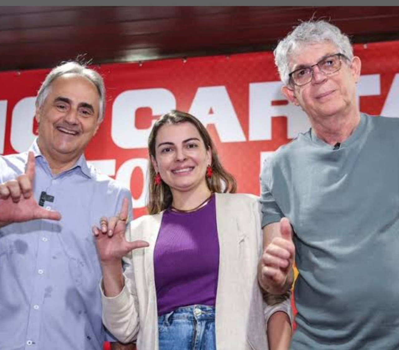 Da esq. para a dir.: Luciano Cartaxo, Amanda Rodrigues e Ricardo Coutinho