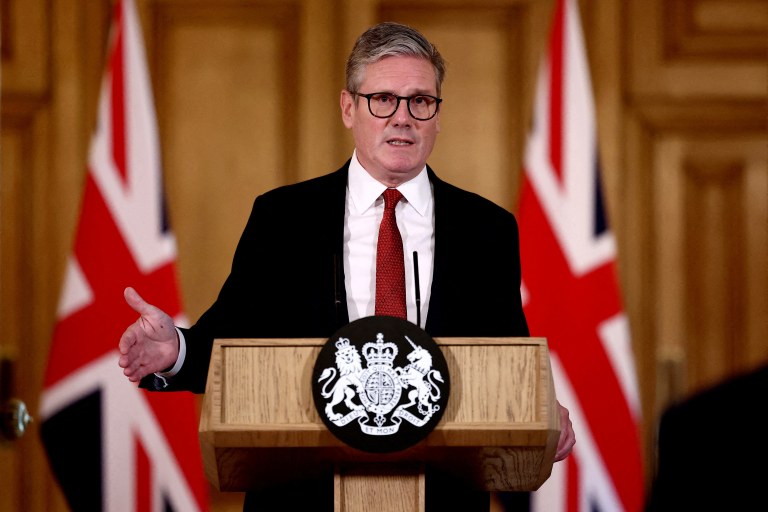 Primeiro-ministro do Reino Unido, Keir Starmer, durante entrevista coletiva em Londres
01/08/2024 Henry Nicholls/Pool via REUTERS