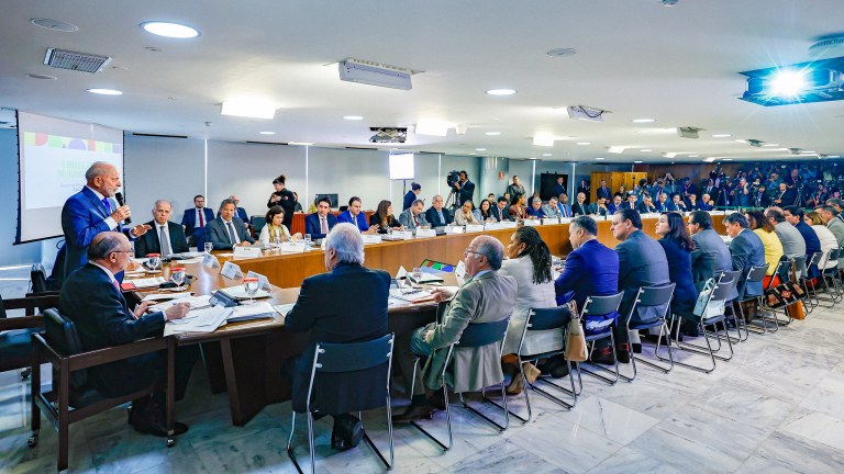 Presidente Luiz Inácio Lula da Silva durante reunião ministerial no Palácio do Planalto, em Brasília - DF 08.08.2024